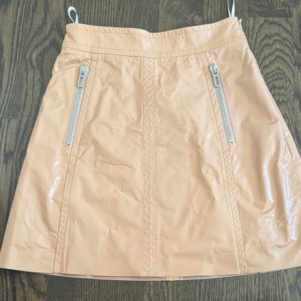 DROMe Light Peach Patent Leather Mini Skirt